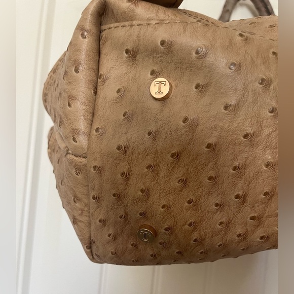 IVANKA TRUMP Beige Faux Ostrich Vegan Leather Shoulder Bag - Picture 7 of 16